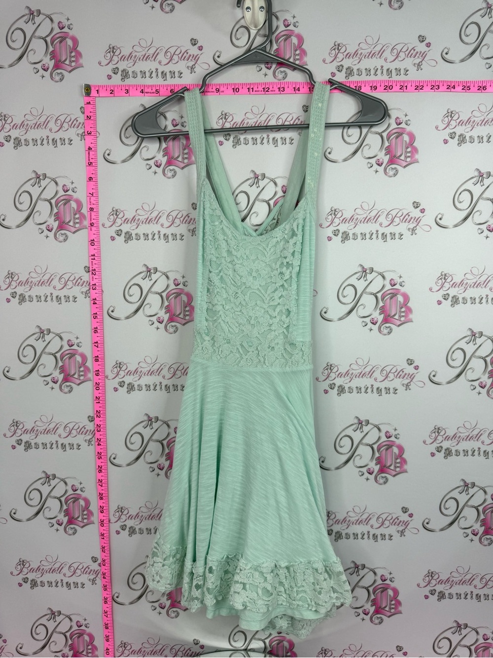 Hollister dress lace Mint Green Lace-Accent Midi Dress sparkly sequin